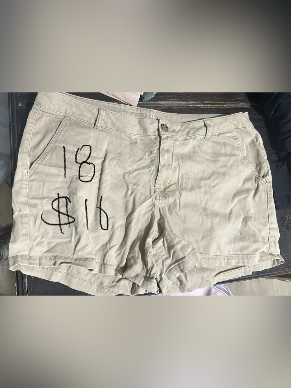 a.n.a Women's Flat Front Khaki Shorts - Beige